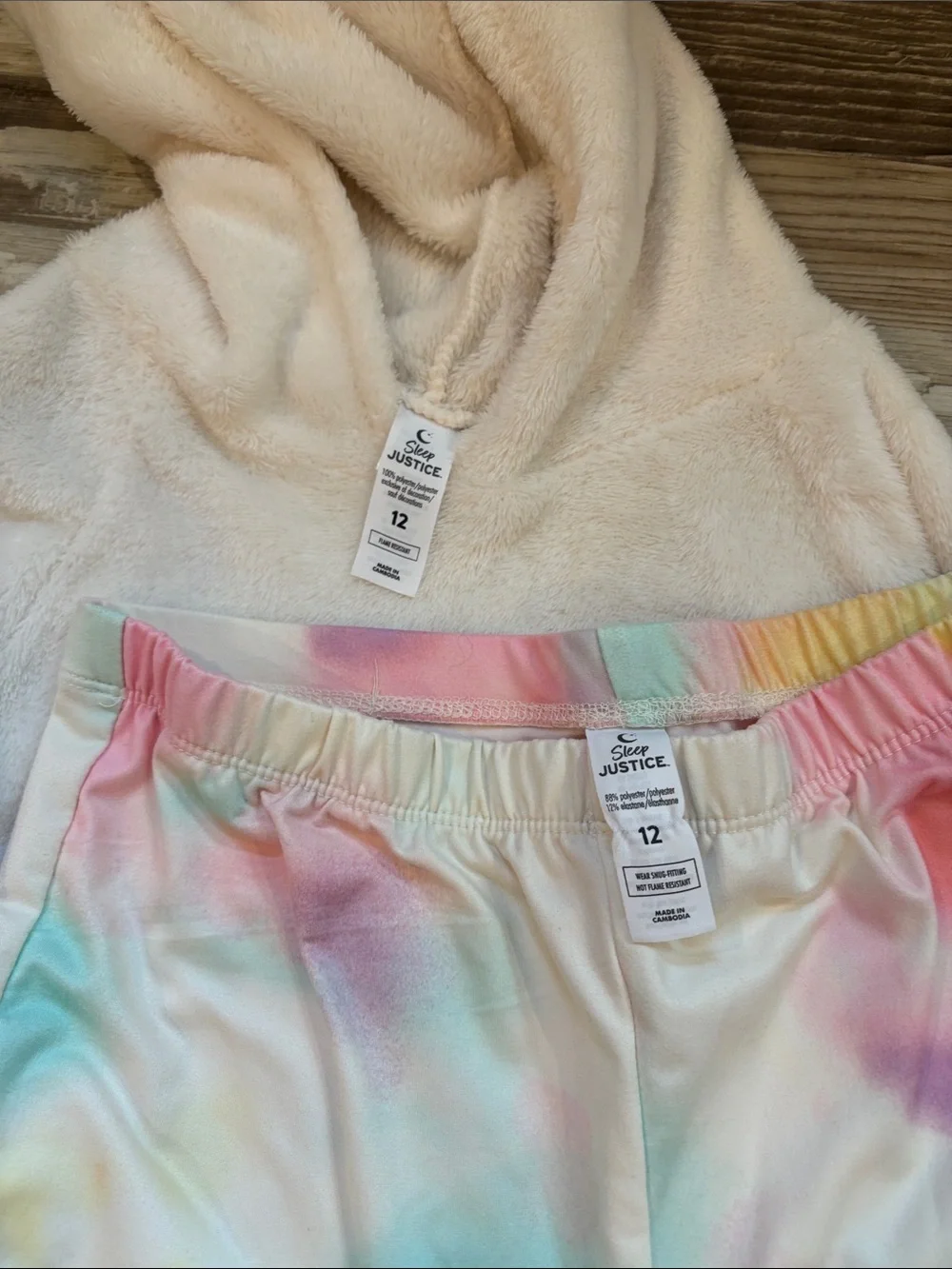 Cozy Unicorn Cream Hoodie & Pastel Tie-Dye bottom pajamas set
